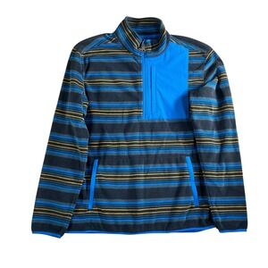 Duluth Trading Co Men's Blue/Yellow Fleece Pattern 1/4 Zip Mock Size‎ Large